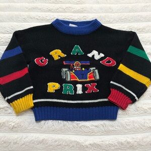 Vintage Electric Kids Black & Primary Color Kit Grand Prix Racing Sweater